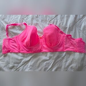 Cacique Neon Pink Lace Underwire Bra